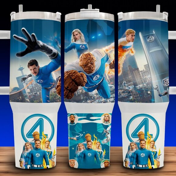 40oz Fantastic Four - Mr Fantstic - Sue Storm - Johnny Storm Cup Mug Tumbler - Picture 1 of 3